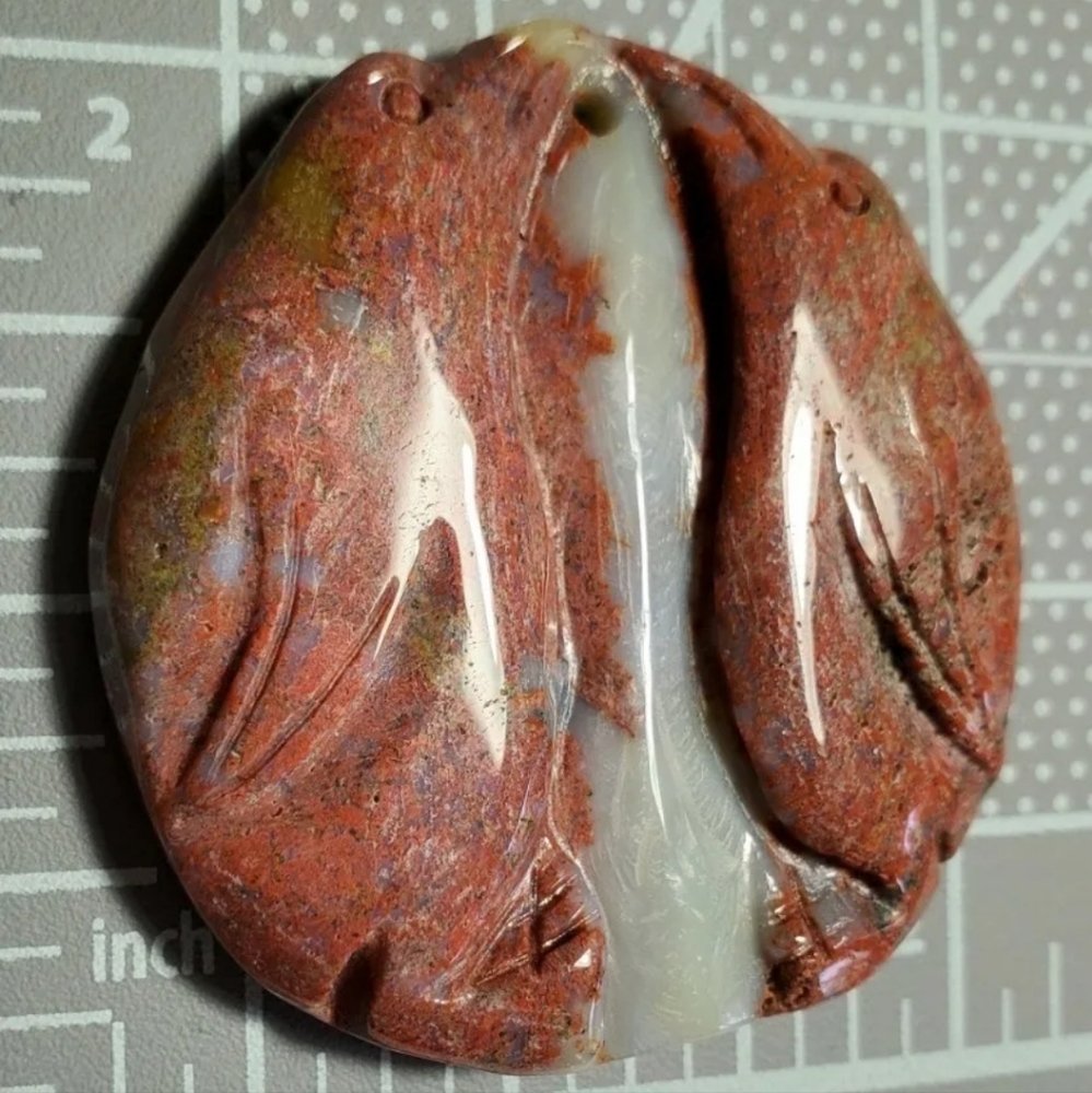 Hand Carved Natural Stone 2 Birds Pendant Bead Love Birds